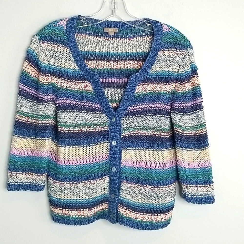J. Jill  3/4 sleeve cardigan pastels xs
